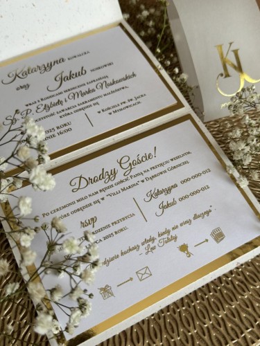 otwarte zaproszenie ślubne Aurora z treścią i eleganckim układem tekstu