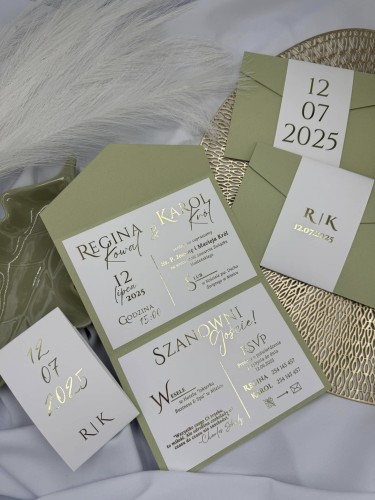 Eleganckie zaproszenie ślubne w stylu nowoczesnym – folder KIWI z personalizacją