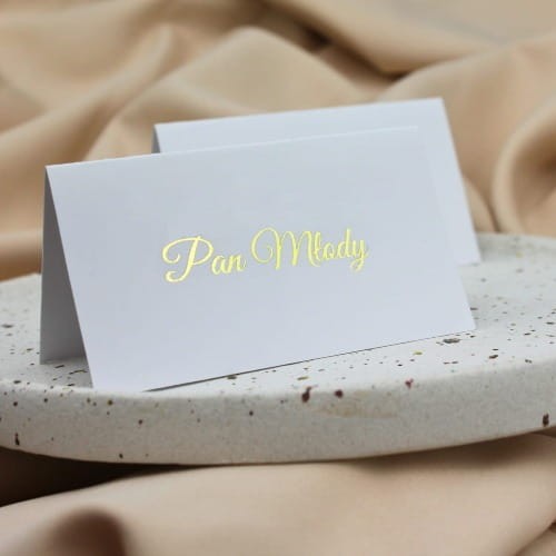 Winietka ślubna składana – klasyczna biel ze złoceniem, przód