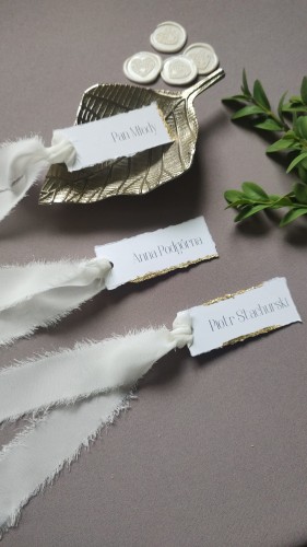 personalizowana winietka – szyfonowa wstążka i złocenia