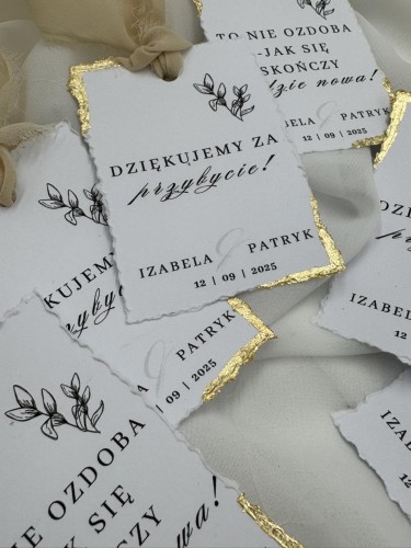 personalizowana zawieszka na butelkę weselną, ręcznie złocona – Rękodzieła by Blonde