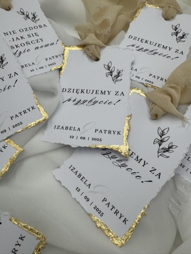 elegancka zawieszka na alkohol ślubny ze złoceniem – Rękodzieła by Blonde