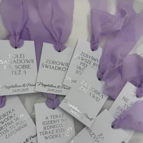 srebrna zawieszka na butelkę z szyfonową wstążką – Rękodzieła by Blonde