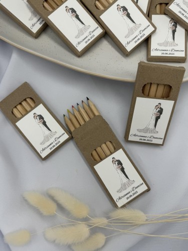 upominek dla dzieci na wesele kredki z imionami i datą – Rękodzieła by Blonde