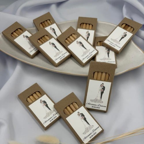 personalizowane kredki weselne 6 kolorów eko pudełko – Rękodzieła by Blonde