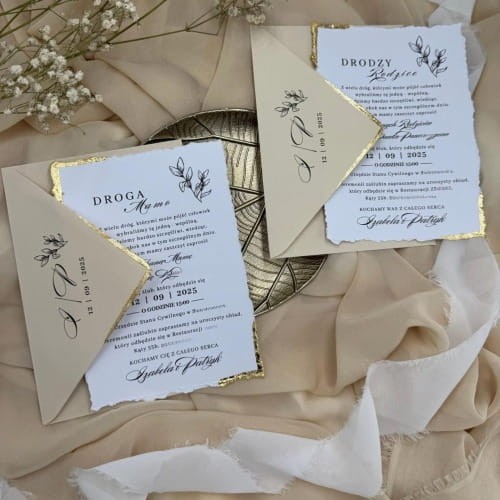 zaproszenie dla rodziców z prośbą o błogosławieństwo B6 złocone