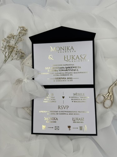 eleganckie zaproszenie ślubne glamour personalizowane