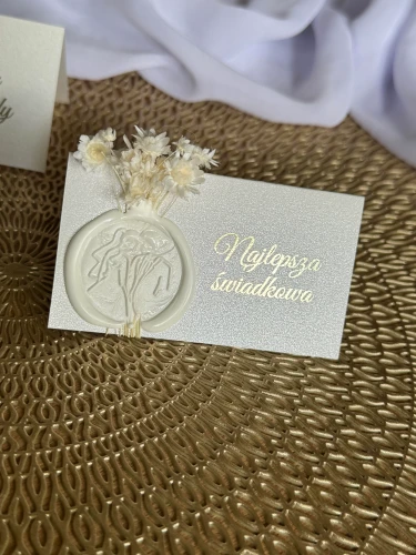 Personalizowana winietka z odbiciem lakowym i kwiatami