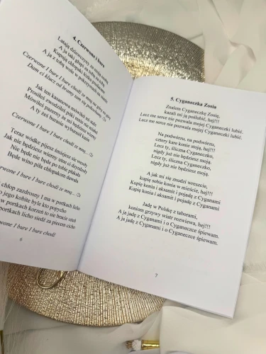 Śpiewnik weselny na stół złocony środek