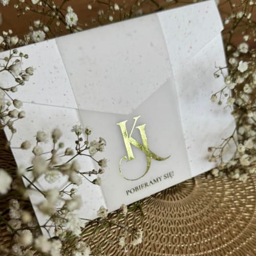 Zaproszenie ślubne folderowe Aurora z kalką i złoceniem