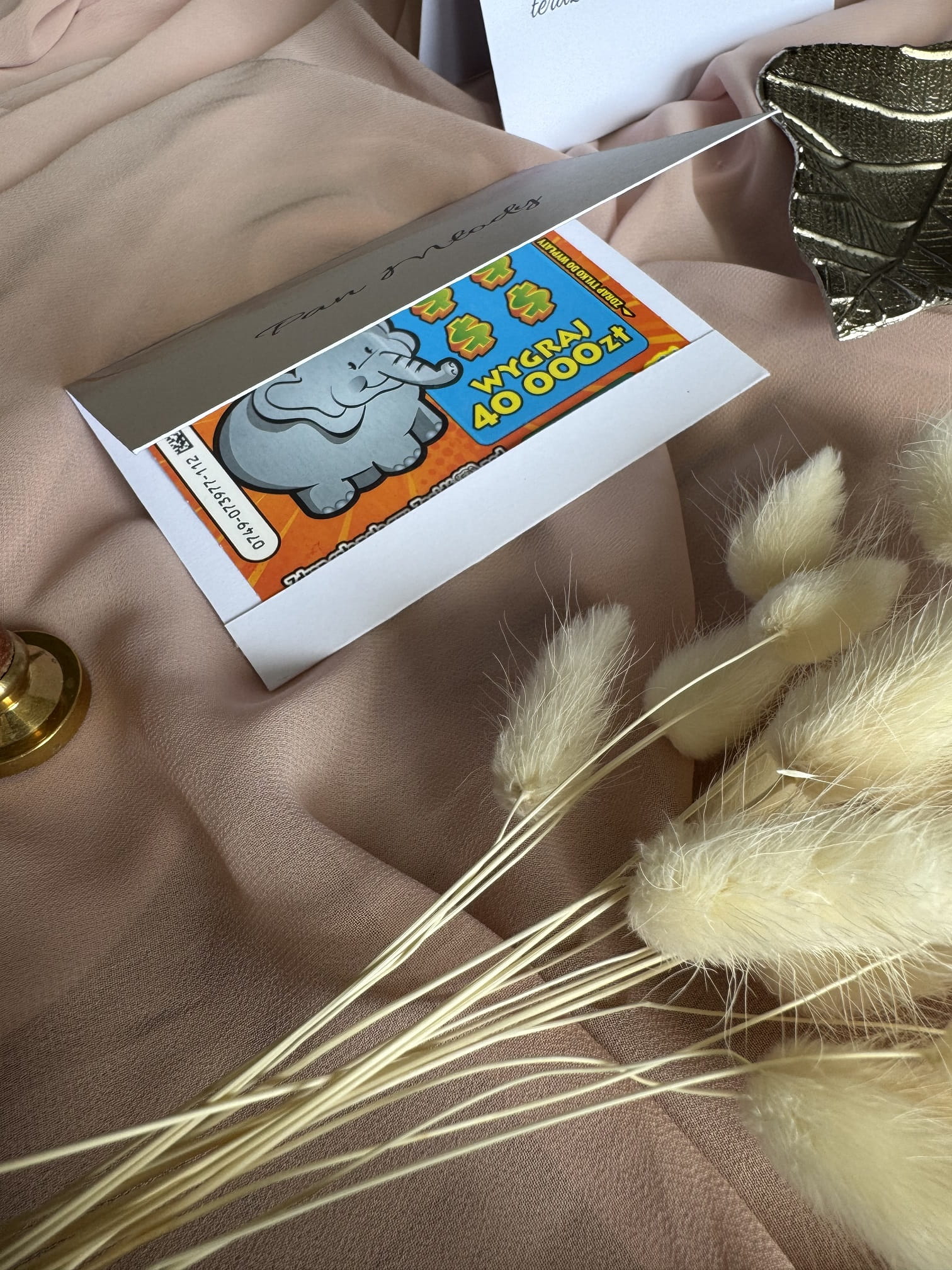 Winietka weselna 2w1 z kieszonką na zdrapkę Lotto