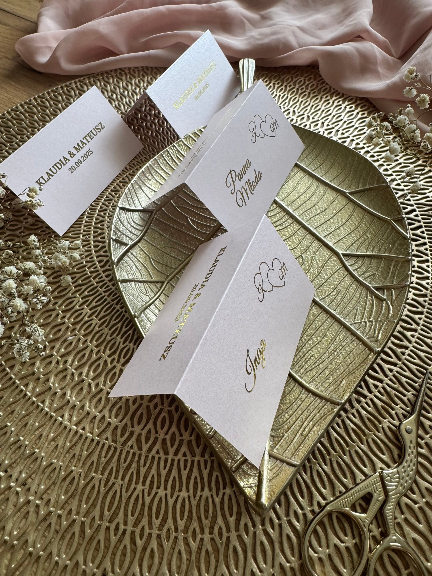 Dwustronne winietki ślubne personalizowane imiona gości