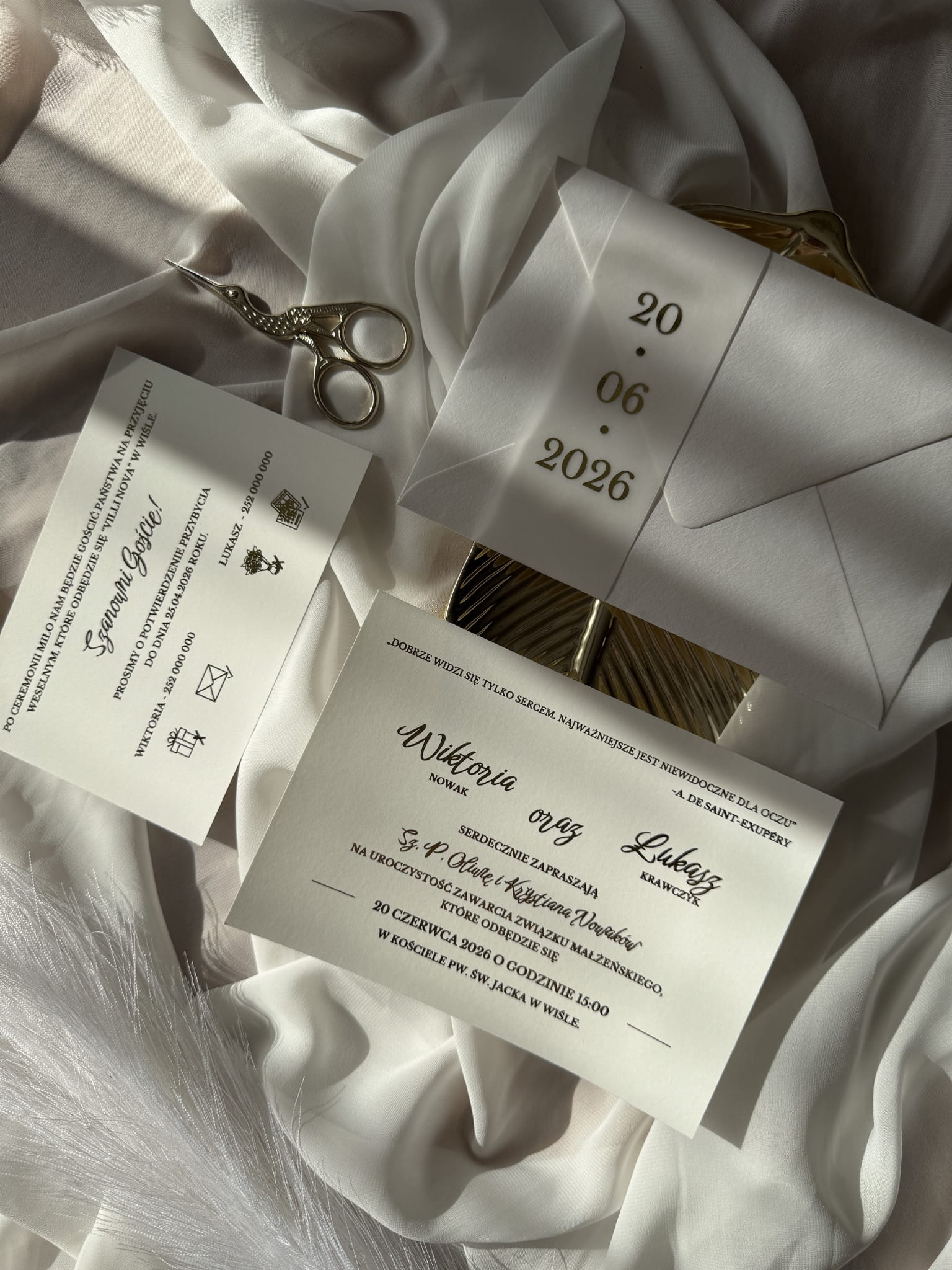 Eleganckie zaproszenie ślubne — przykład od Rękodzieła By Blonde