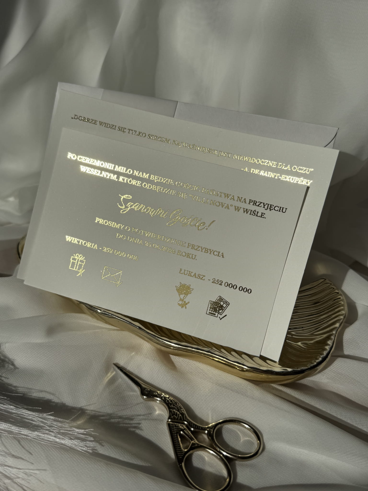 Zaproszenie ślubne złocone Golden Grace