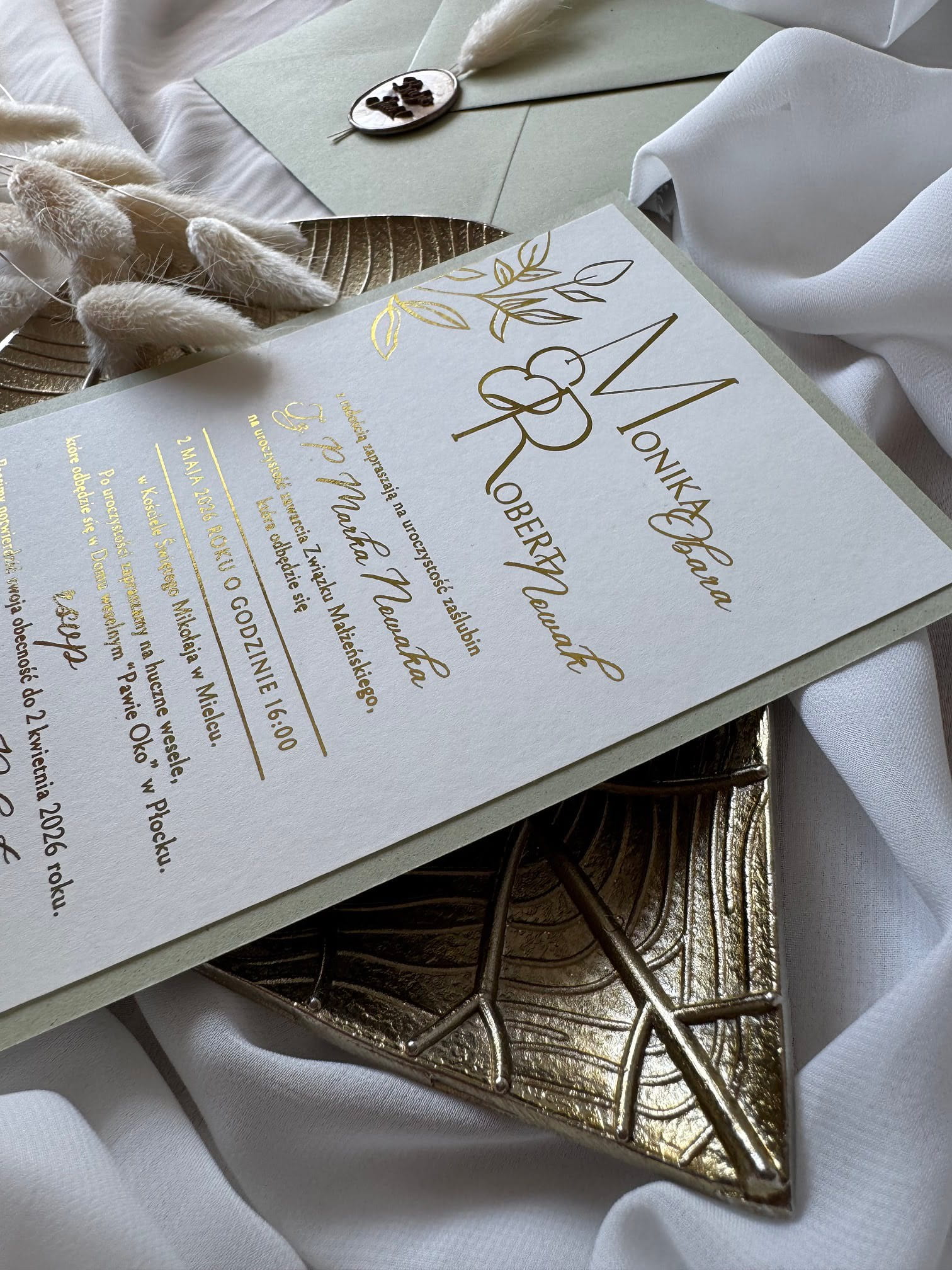 Zaproszenie ślubne Auric złocone